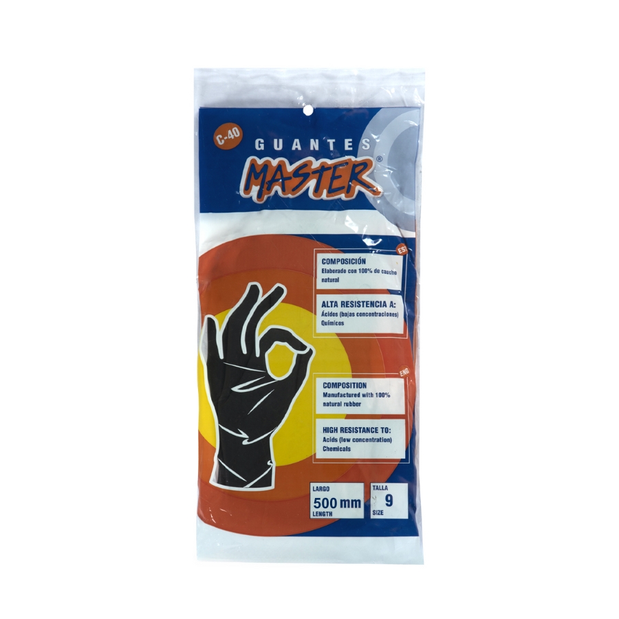 Guante Industrial Negro C40 Talla 9 Extra Largo 500 mm Master