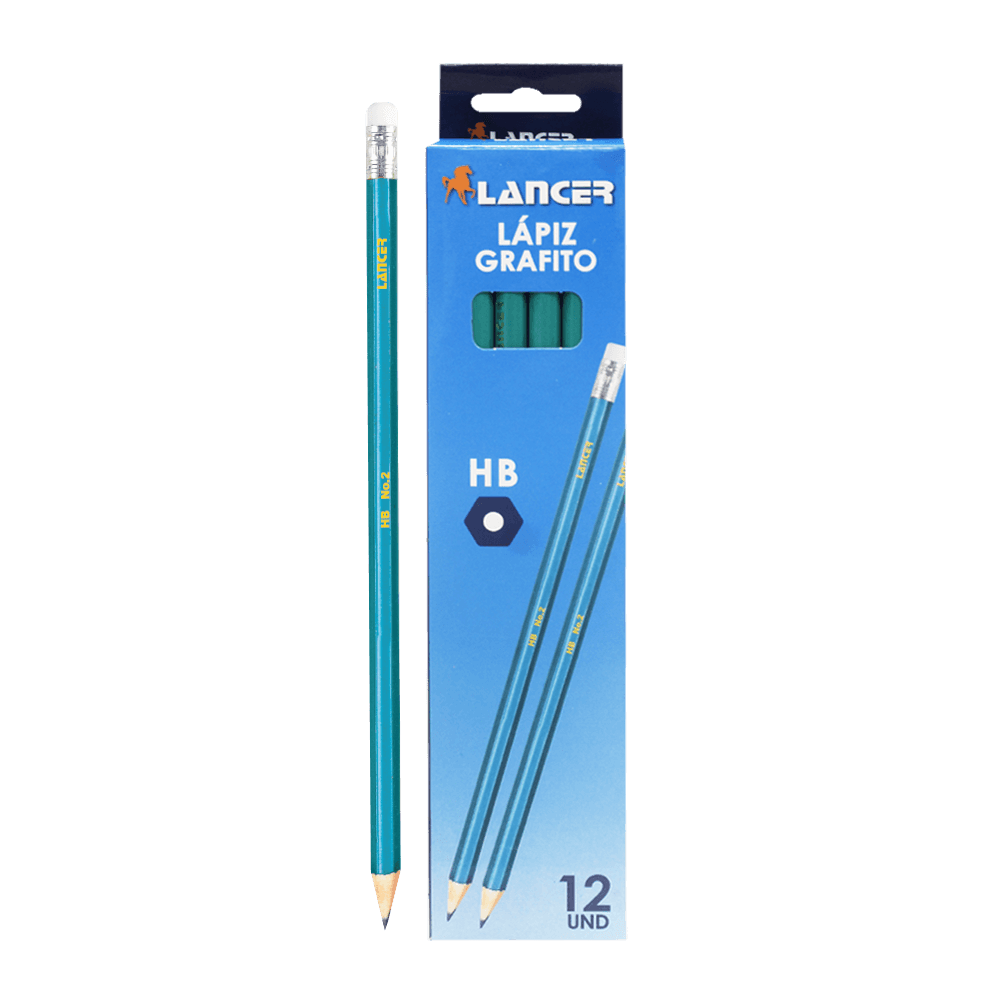 Lapiz Grafito HB Verde Triangular Display x 3 unidades Lancer