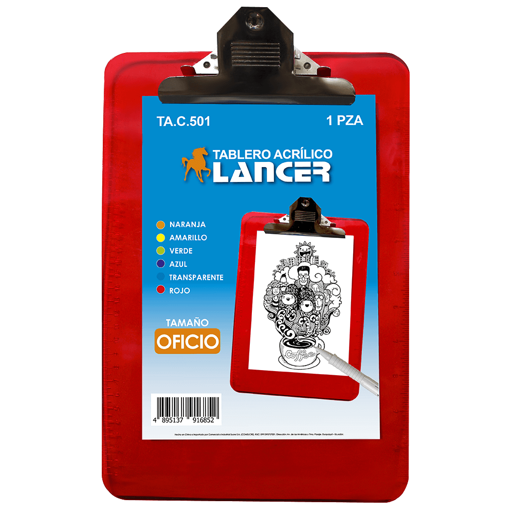 Tablero Acrílico Regla / Tamaño Oficio