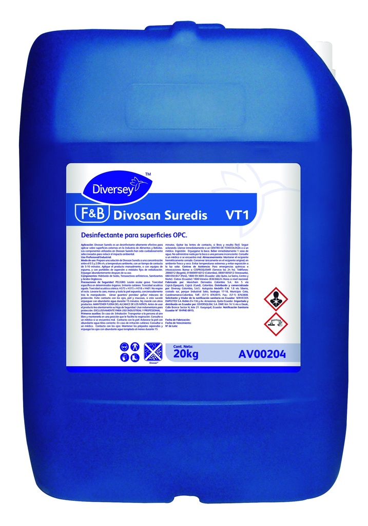Desinfectante Betaínas Divosan Suredis 20Kg DIVERSEY