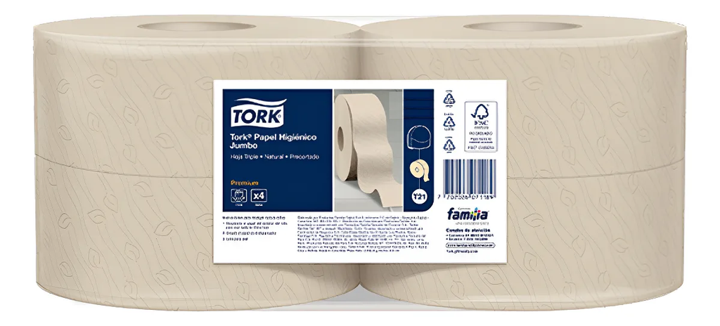 Papel Higienico Jumbo Natural Hoja Doble Precortado Rollos de 180 m Tork (Blt x 06 rollos)