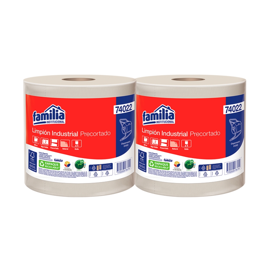 Limpion Industrial Natural Precortado Hoja Doble Bulto 2 Rollos 200 m Tork
