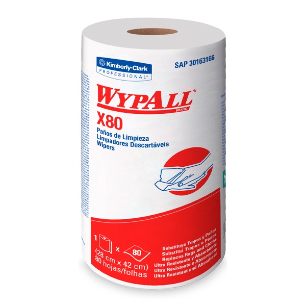 Paño Reutilizable Blanco Precortado X80 Rollo 80 paños Wypall