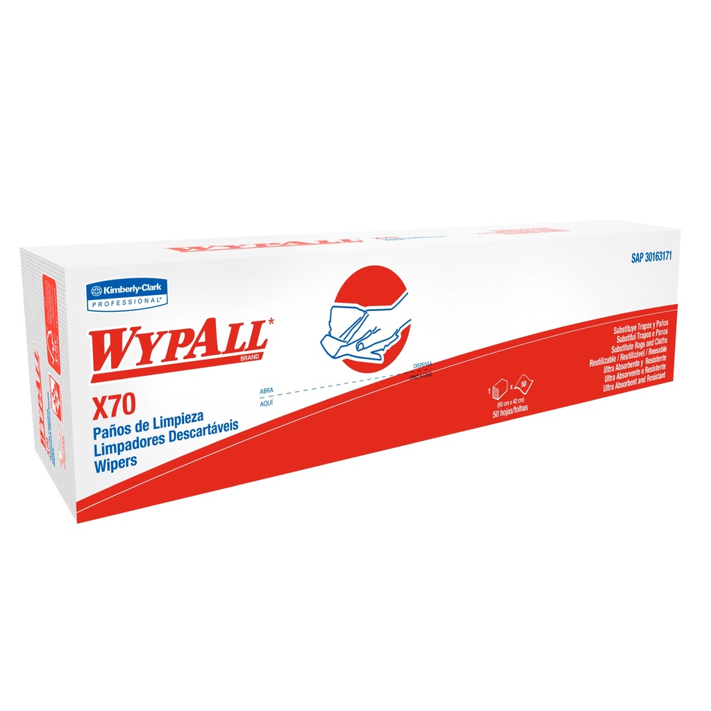 Paño Reutilizable Blanco Doblados X70 Paq 50 paños Wypall