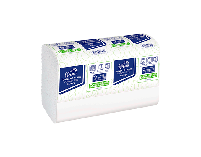 Toalla de Manos Doblada en Z Blanca Hoja Triple Paq x 150 Toallas Tork