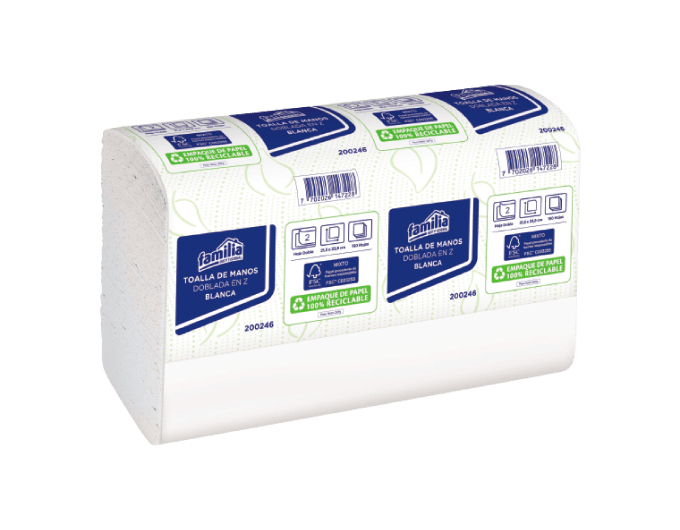 Toalla de Manos Doblada en Z Blanca Hoja Doble Paq x 150 Toallas Tork
