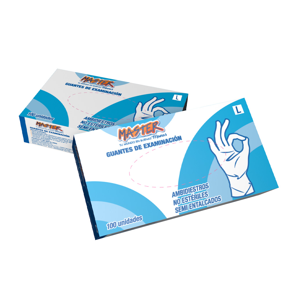 Guantes examinacion Latex talla L Caja x 100 Master