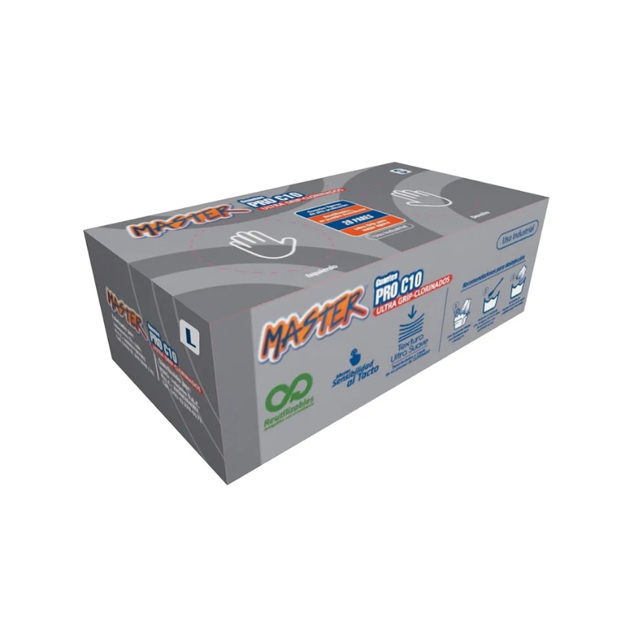 Guante examinacion Nitrilo Negro talla L Caja x 20 Pares MasterPro