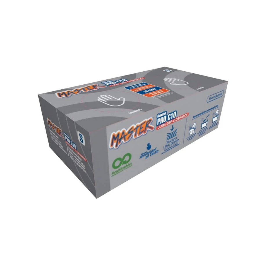 Guante examinacion Nitrilo Negro Calibre 10 talla S Caja x 20 Pares MasterPro