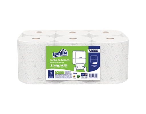 [73606] Toalla de Manos Continua Blanca Hoja Doble Rollo 180 m Tork