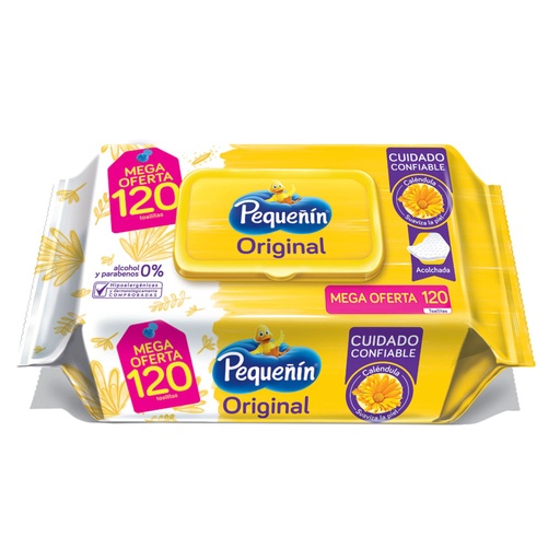 [ITM000000901] Toallitas húmedas de manos Paquete por 120 paños Pequeñín