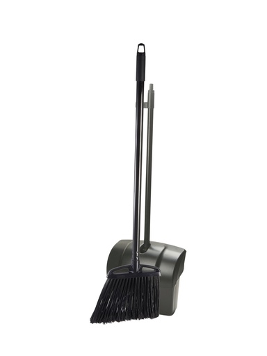 [KIT6912BK] Recogedor con tapa y escoba angulada de lobby con mango de 72 cm TRUST