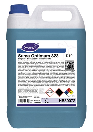 [101102761] Limpiador Desinfectante Sin Aroma Suma Optimum 323 Ultra 5L DIVERSEY