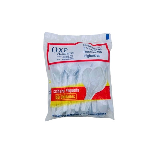 [ITM000001256] Cuchara Plástica Pequeña Blanca Paq x 50 uds Oxford