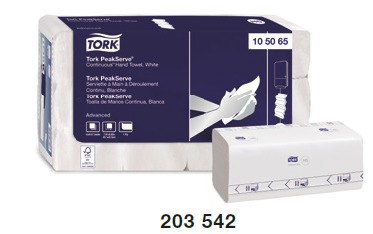 [203542] Toalla de Manos Continuo Blanca Una Hoja 410 toallas PeakServe Tork 