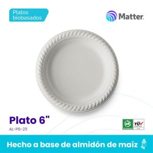 [ITM000001309] Plato Almidón de Maíz Circular Blanco 6 pulg Paq x 50 uds Matter