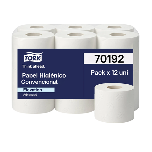 [70192-PK] Papel Higienico Convencional Blanco Hoja Doble Rollo 30 m Tork Pack x 12 Rollos