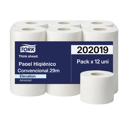[202019-PK] Papel Higienico Convencional Blanco Triple Hoja Rollo 29 m Tork Pack x 12 Rollos