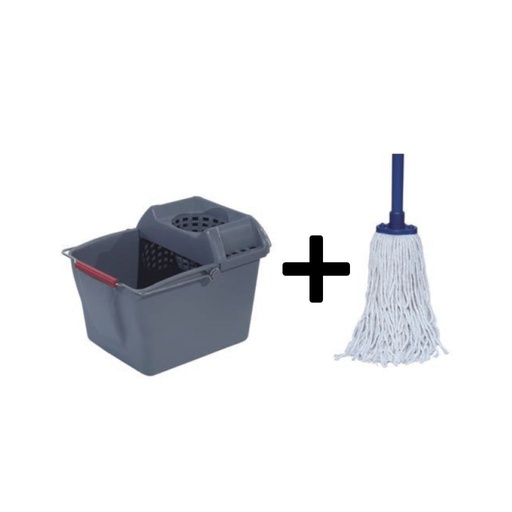 [KIT5231GY] Cubo escurridor 14L con fregona trabajo ligero TRUST